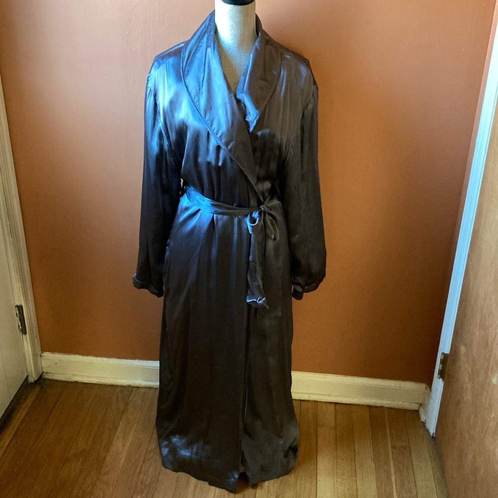 WinterSilks Men's Silk Robe in Shiny Slate